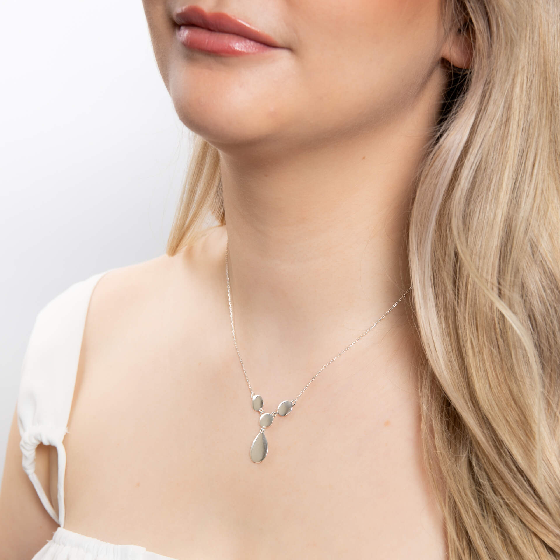 Gecko Jewellery Organic Pebble Drop Necklace | Recycled Sterling Silver