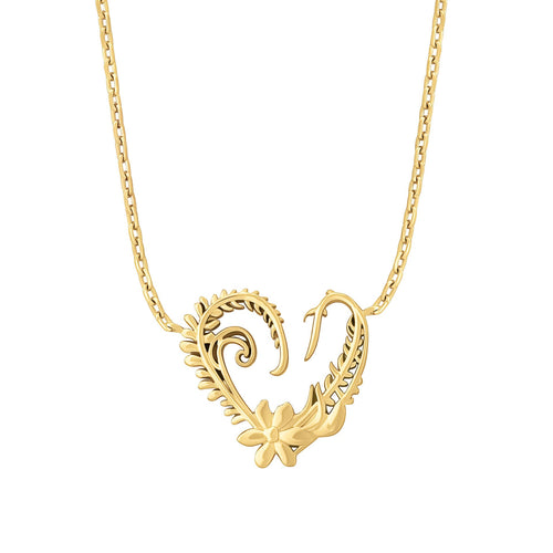 Gecko Jewellery Baroque Heart Necklace | Gold-Plated Brass Pendant