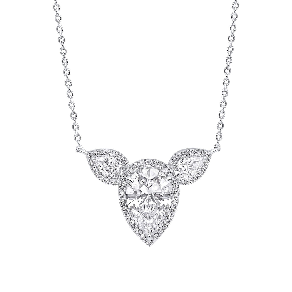 Gecko Jewellery Triple Teardrop Zirconia Necklace in Sterling Silver