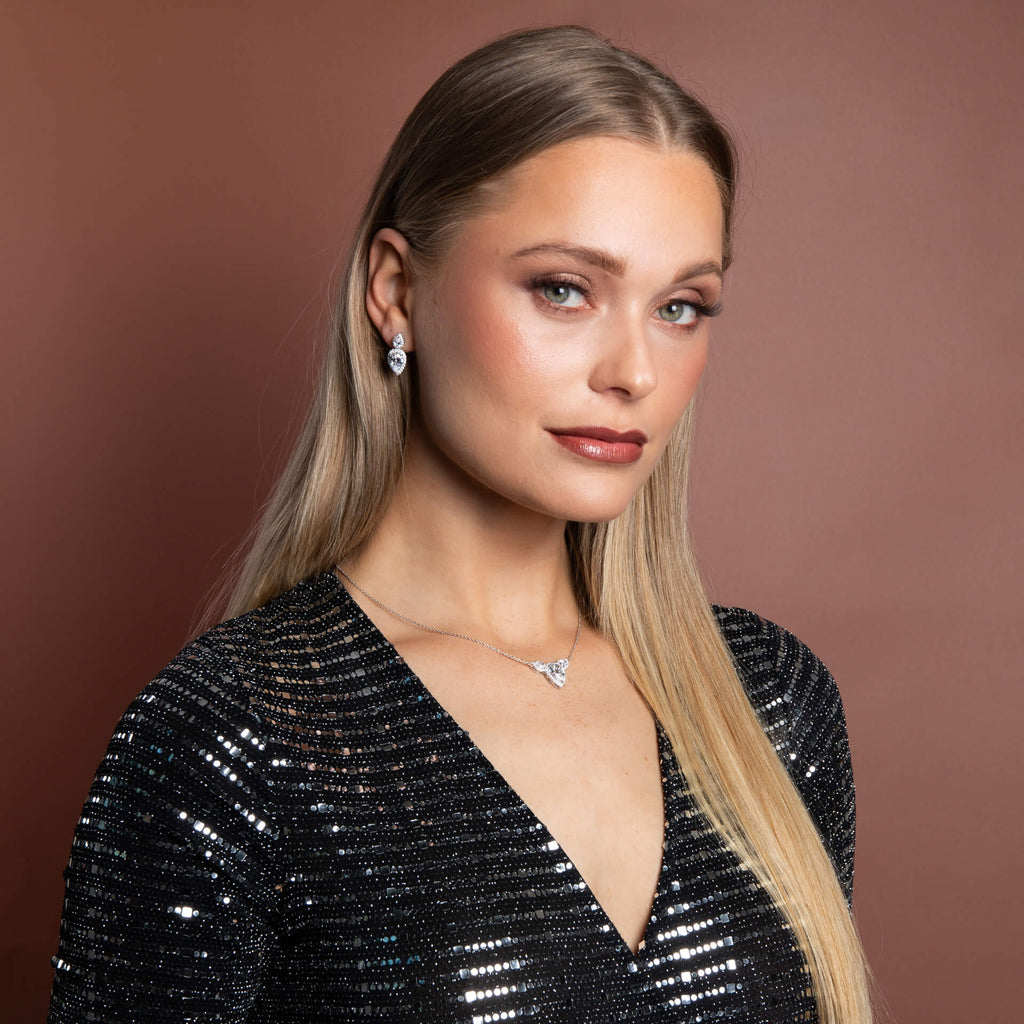 Gecko Jewellery Triple Teardrop Zirconia Necklace in Sterling Silver