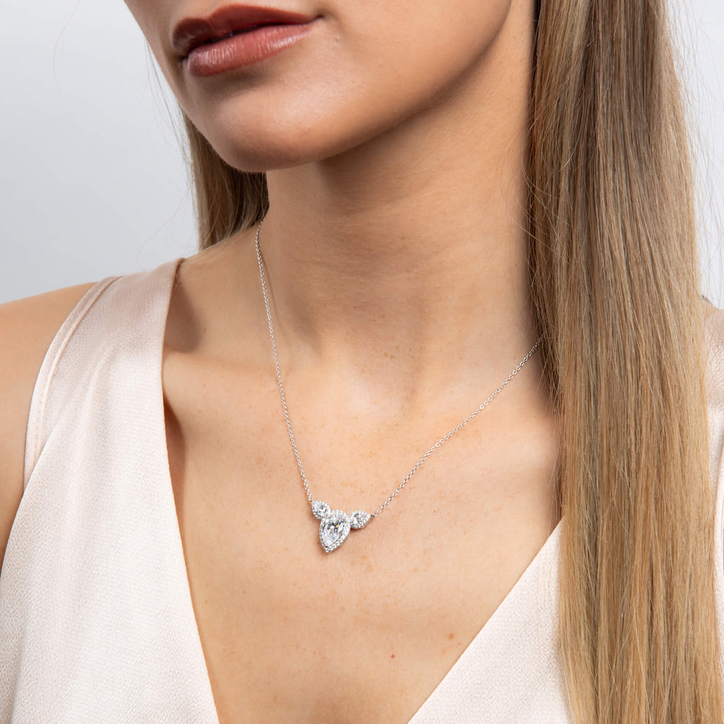Gecko Jewellery Triple Teardrop Zirconia Necklace in Sterling Silver