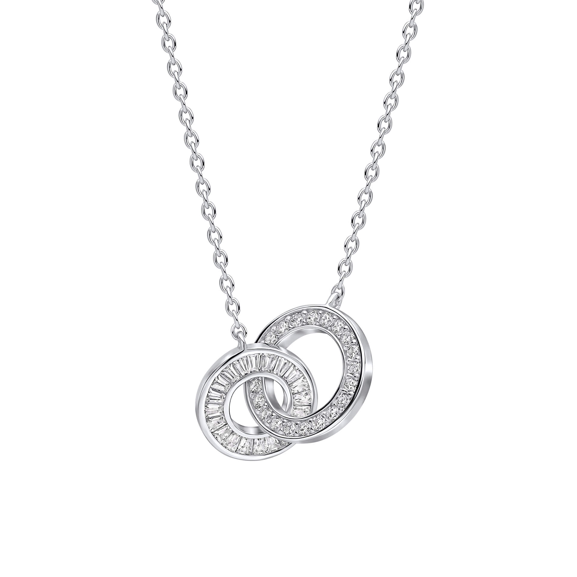 Gecko Jewellery Linked Circles Sterling Silver Diamonfire Zirconia Necklace
