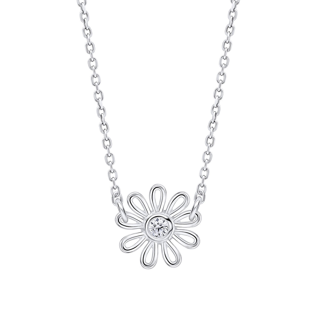 Laura Ashley Thorncliff Daisy Necklace – Recycled Silver & Zirconia