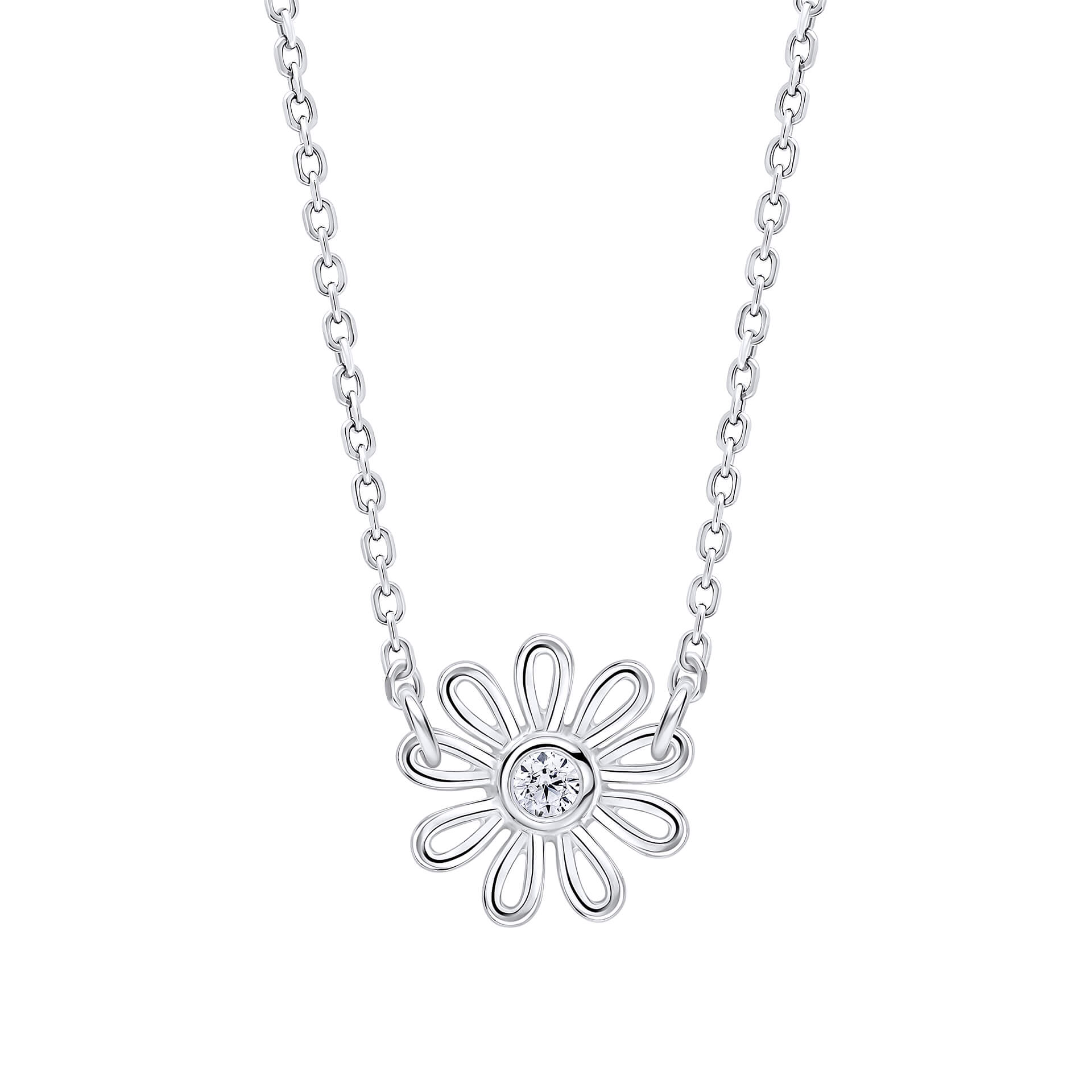 Laura Ashley Thorncliff Daisy Necklace – Recycled Silver & Zirconia