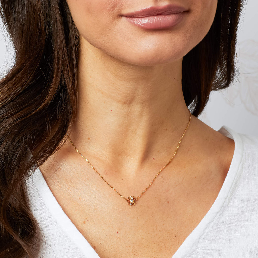Laura Ashley Thorncliff Daisy Necklace – Recycled Silver & Zirconia