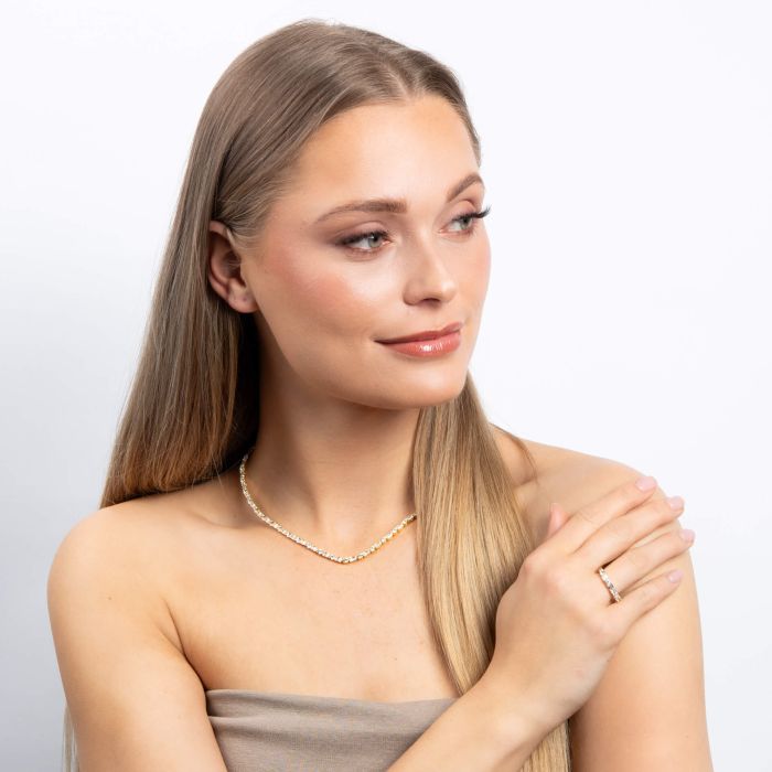 Diamonfire Baguette and Round Zirconia Ring in Sterling Silver