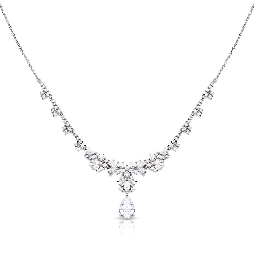 Diamonfire Sterling Silver Teardrop Necklace with Zirconia Stones