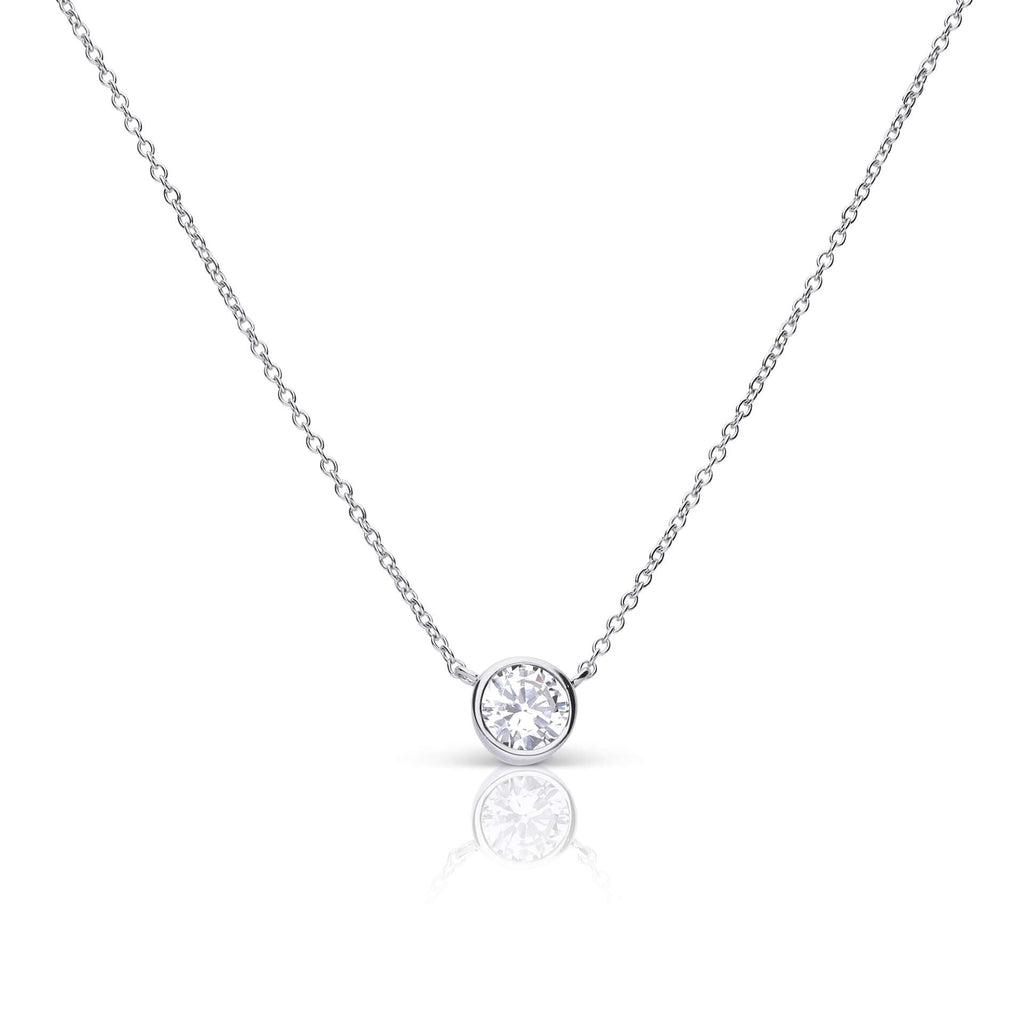 Diamonfire Solitaire Bezel Zirconia Necklace in Sterling Silver