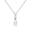 Diamonfire Shell Pearl and Zirconia Drop Necklace in Sterling Silver