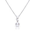 Diamonfire Shell Pearl Drop Necklace – Sterling Silver with Zirconia