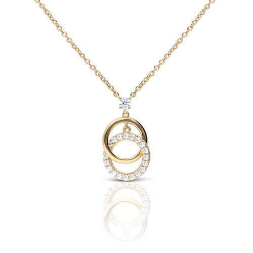 Diamonfire Interlinked Zirconia and Plain Rings Necklace in Silver