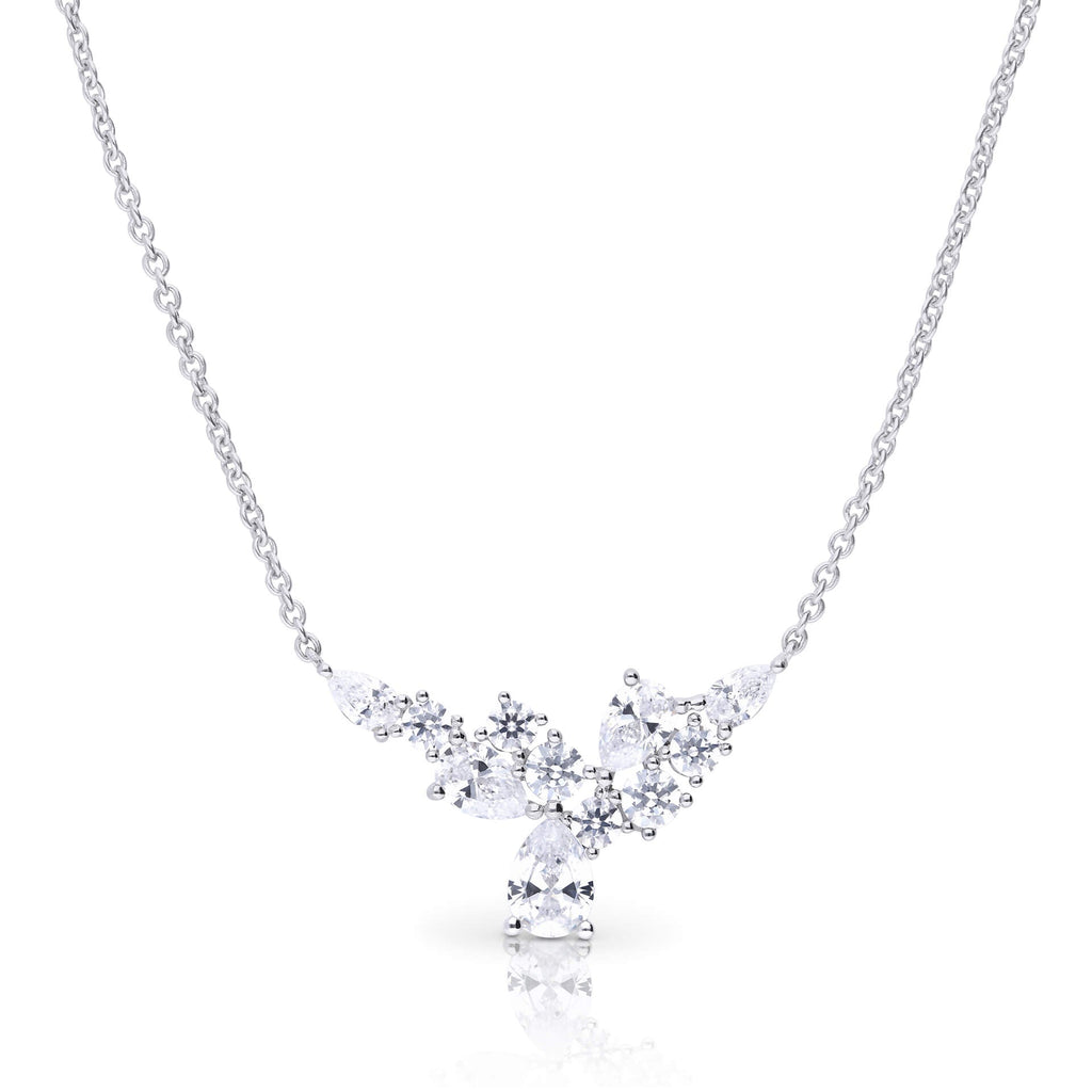 Diamonfire Zirconia Cluster Necklace | Sterling Silver Statement Piece