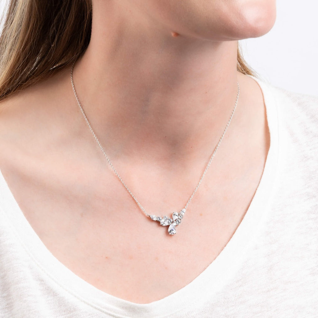 Diamonfire Zirconia Cluster Necklace | Sterling Silver Statement Piece