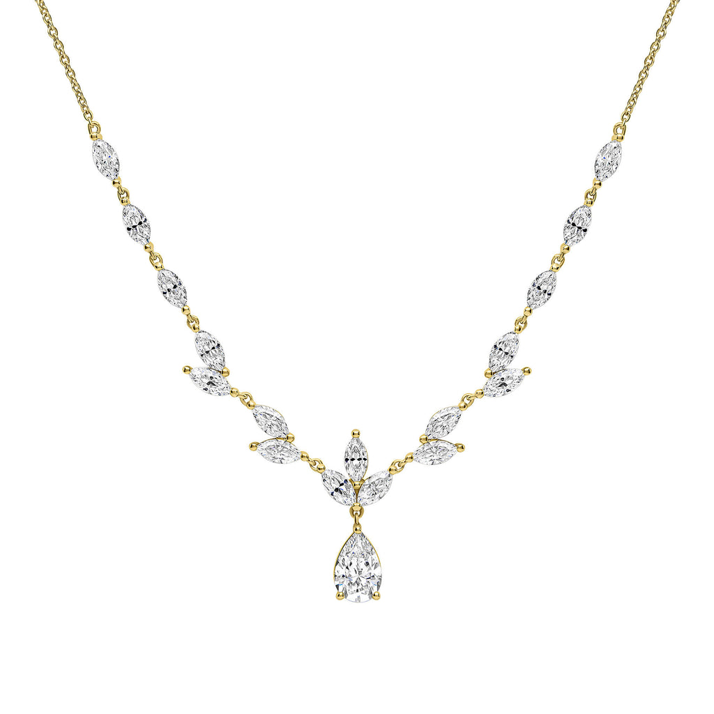 Diamonfire Vine Leaf Necklace | Sterling Silver Teardrop Drop Pendant