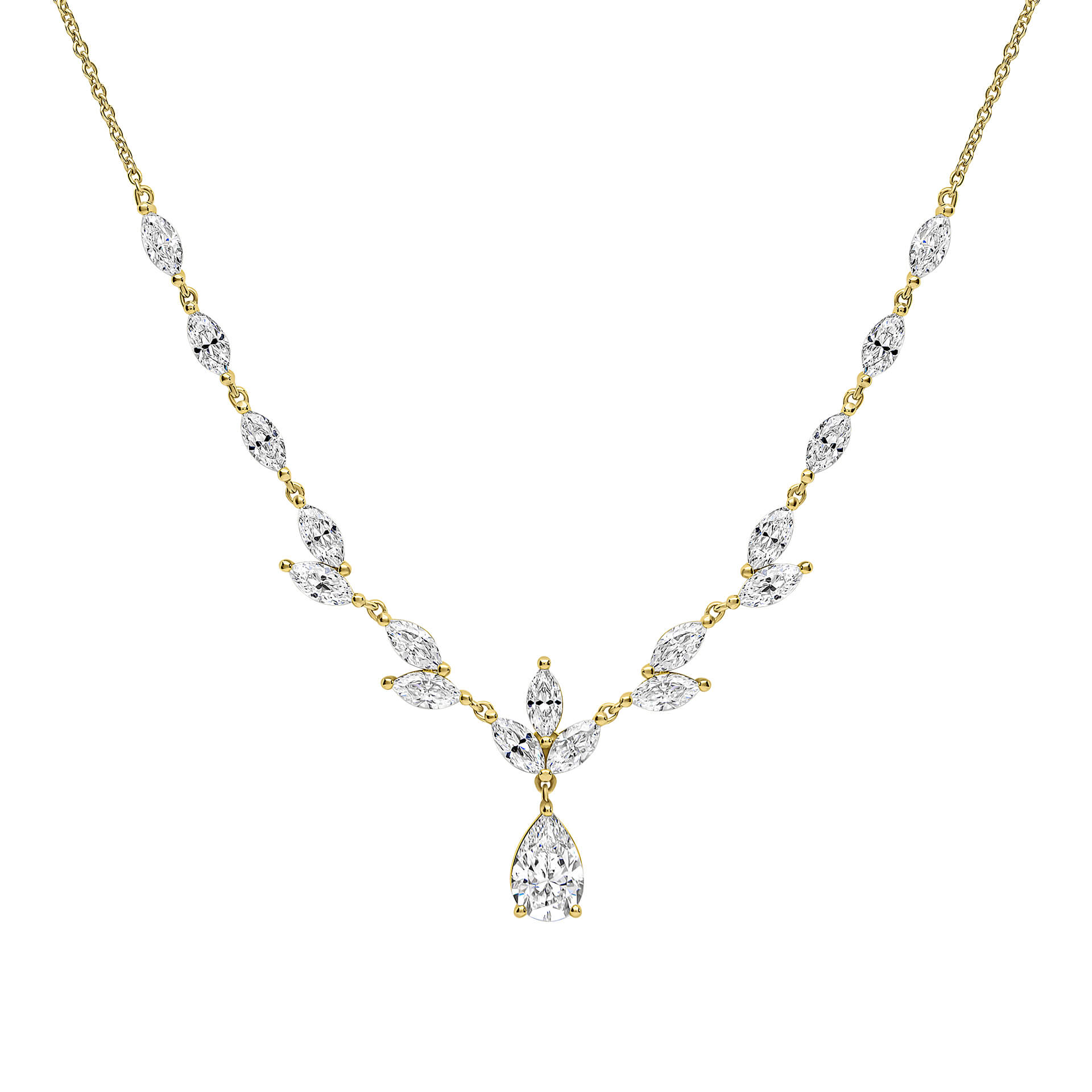 Diamonfire Vine Leaf Necklace | Sterling Silver Teardrop Drop Pendant
