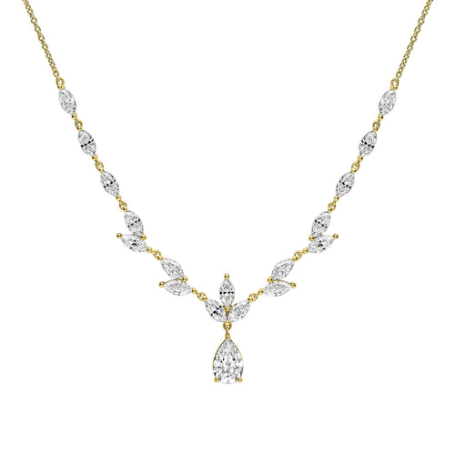 Diamonfire Vine Leaf Necklace | Sterling Silver Teardrop Drop Pendant