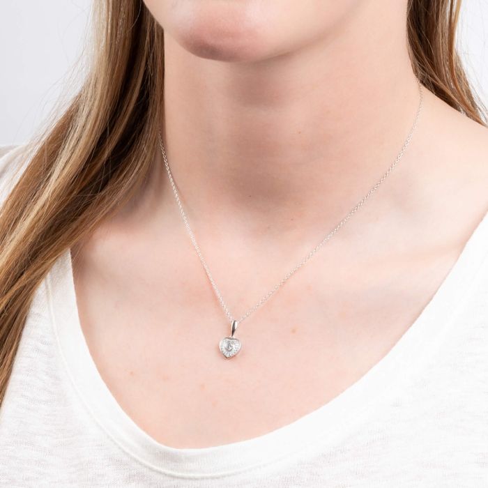 Diamonfire Halo Heart Necklace | Sterling Silver Zirconia Pendant