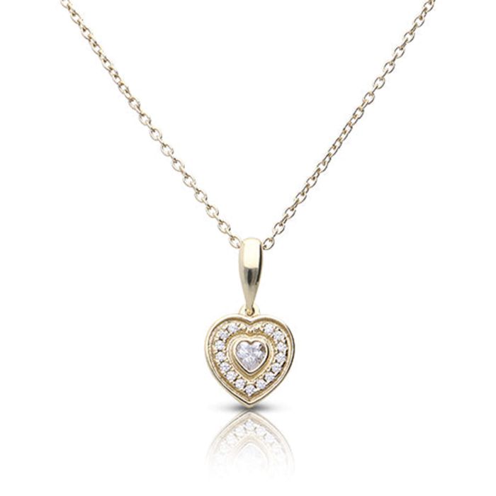 Diamonfire Halo Heart Necklace | Sterling Silver Zirconia Pendant