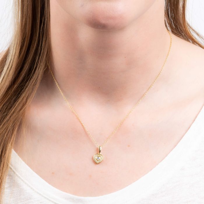 Diamonfire Halo Heart Necklace | Sterling Silver Zirconia Pendant