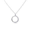 Diamonfire Half Pave Open Circle Necklace | Sterling Silver Zirconia