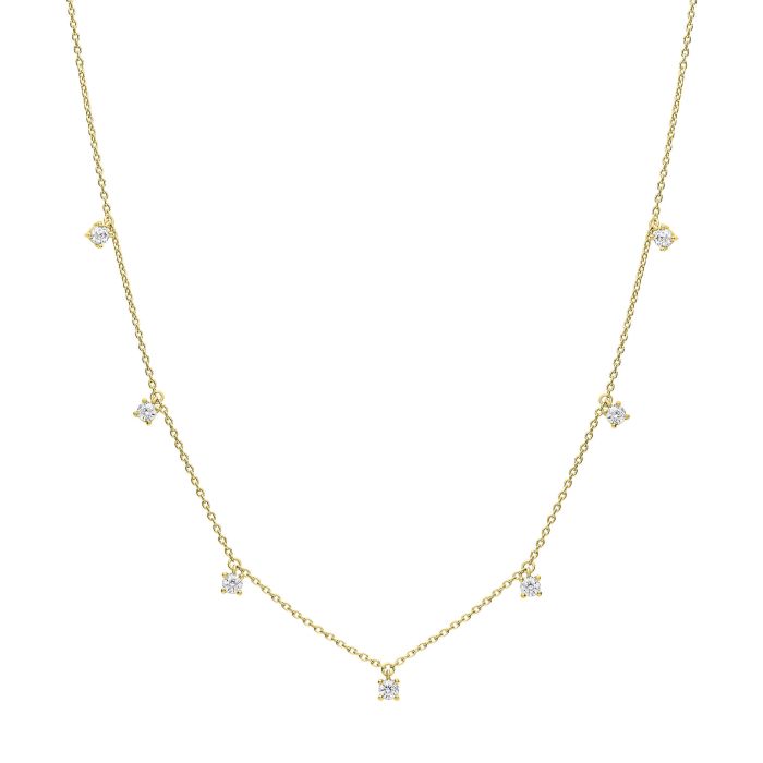 Diamonfire Zirconia Station Necklace – Sterling Silver Four Claw Set