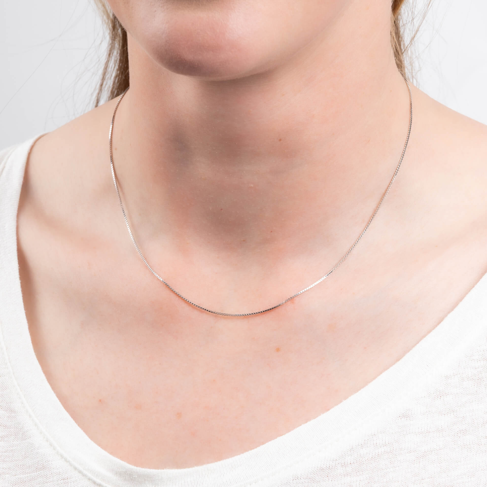 Diamonfire Sterling Silver Box Chain Necklace - 45cm Length | Gecko