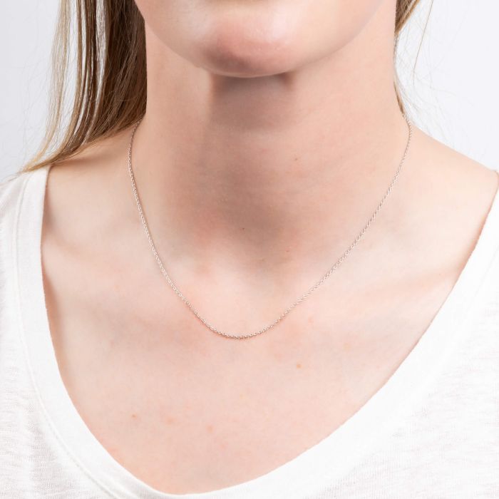 Diamonfire Sterling Silver Curb Chain Necklace - 45cm Length