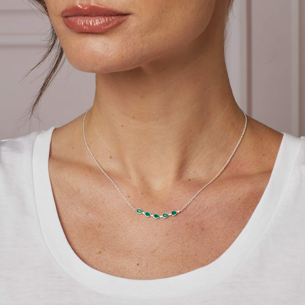 Gecko Jewellery Thornage Flowers Sterling Silver Teardrop Necklace