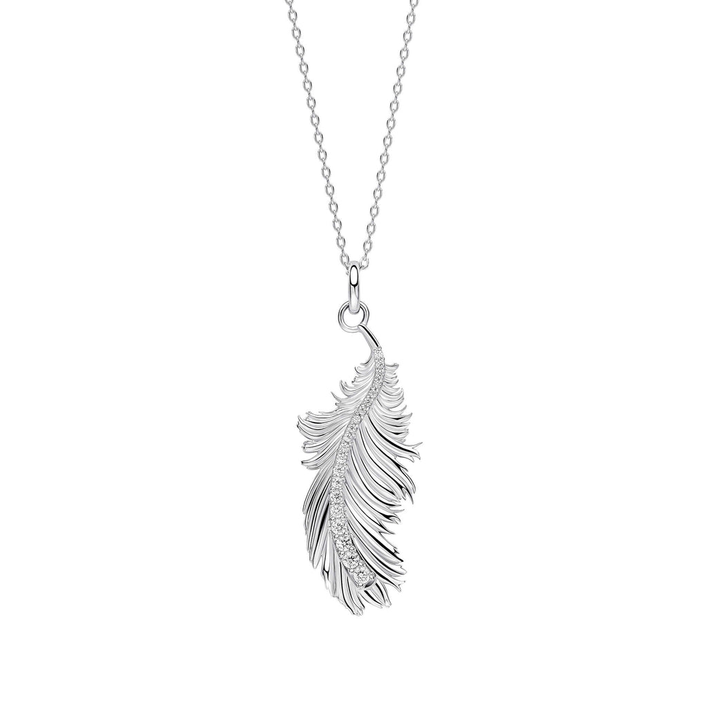 Gecko Jewellery Plume Feather Necklace – Recycled Silver & Cubic Zirconia