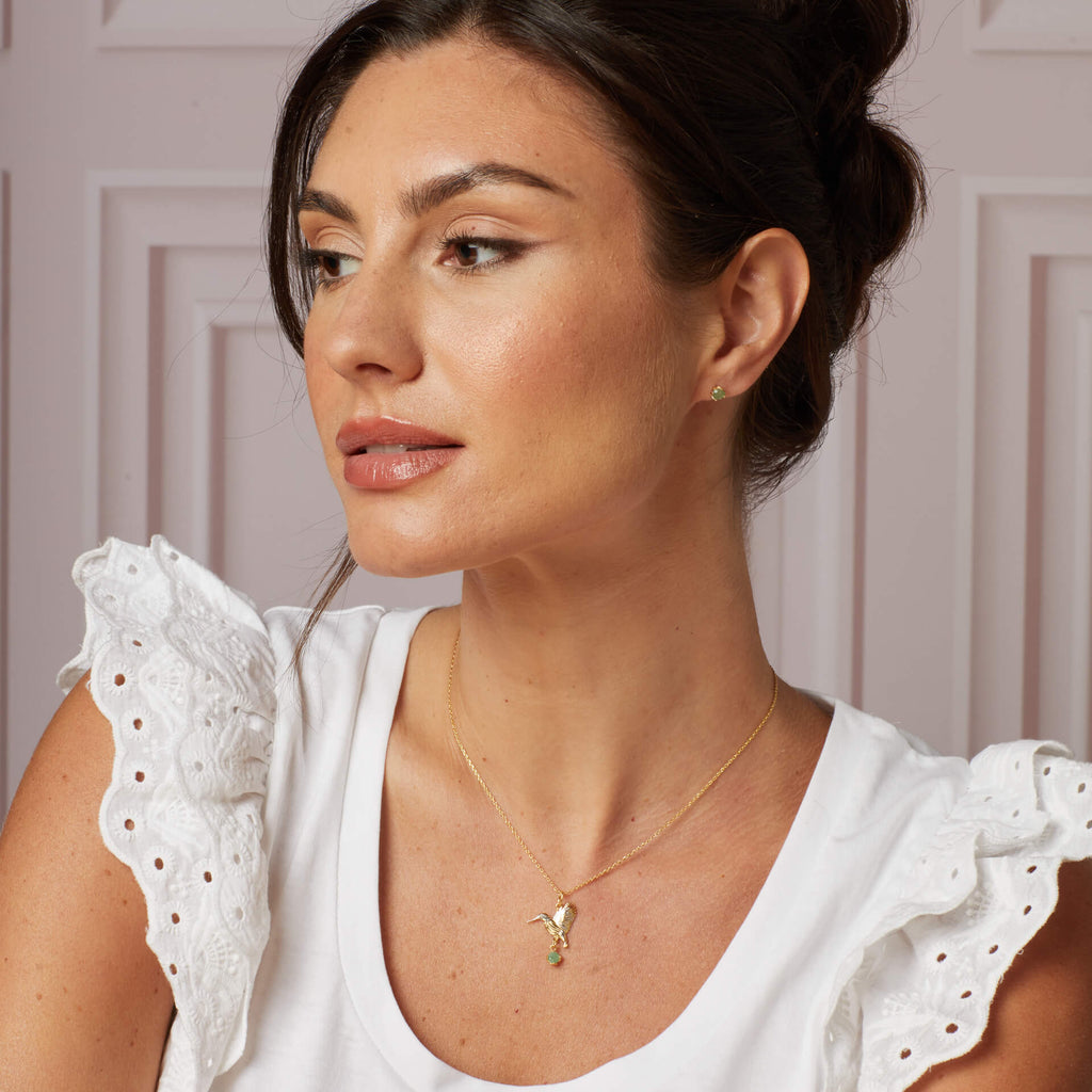 Laura Ashley Llanelli Stud Earrings | Gold Plated Silver & Aventurine