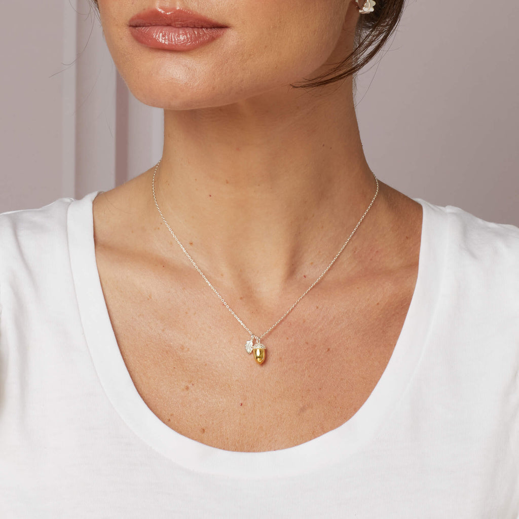 Gecko Jewellery Broadoak Acorn Necklace | Recycled Silver & Gold Plate