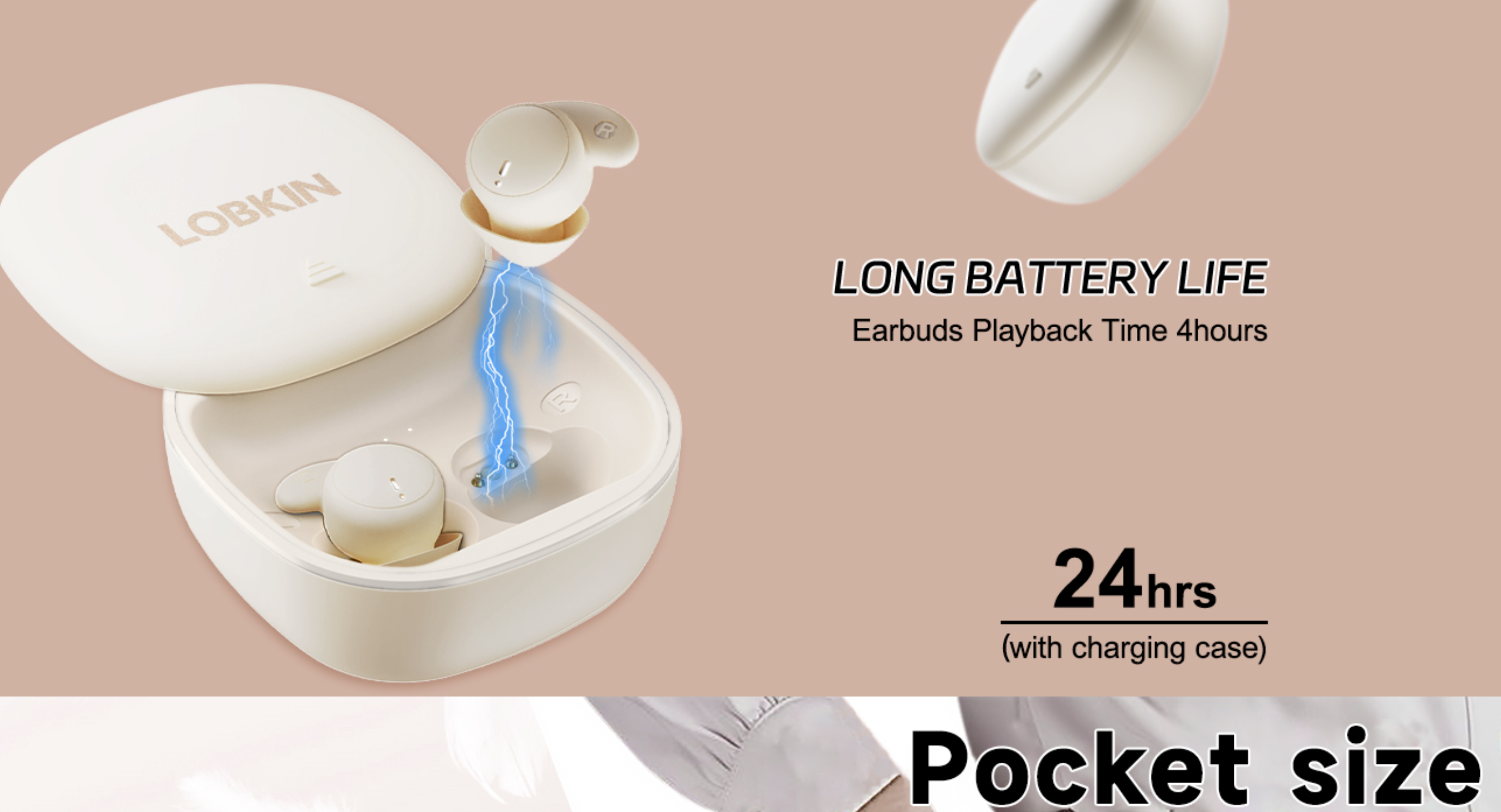 LOBKIN Sleep Headphones – Bluetooth 5.4 Invisible Buds for Side Sleepers