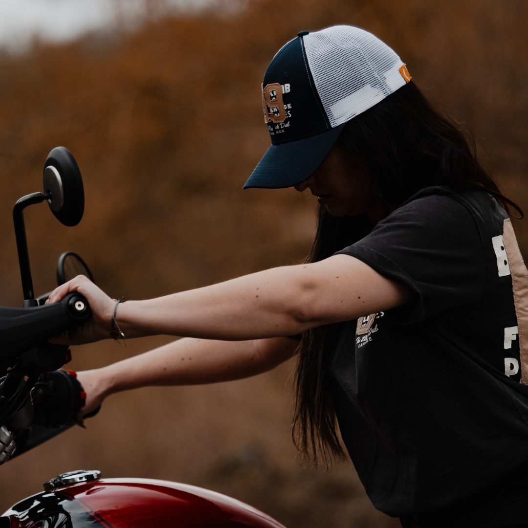 Uggly and Co Navy Parts & Spares '09' Vintage Moto Trucker Hat