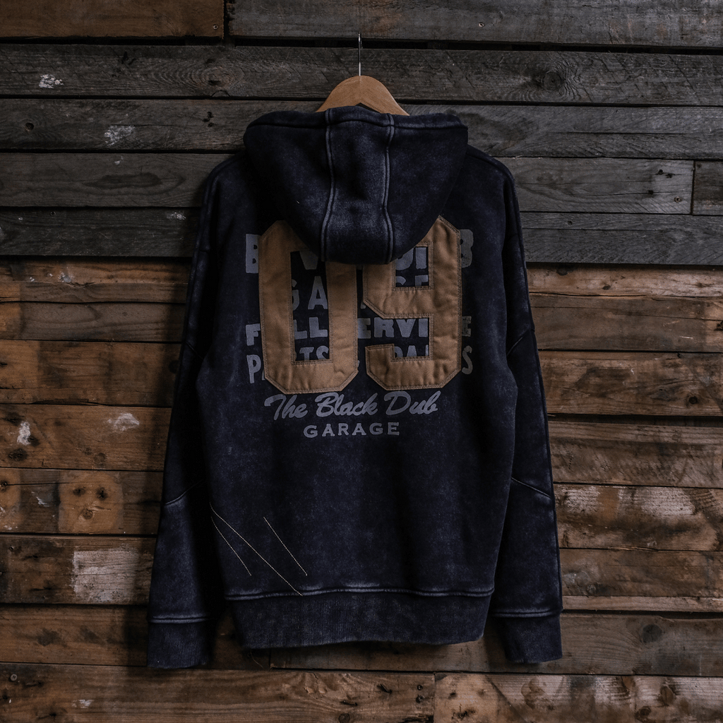 Uggly and Co Navy Acid Wash '09' Hoodie – Heavyweight Vintage Raglan