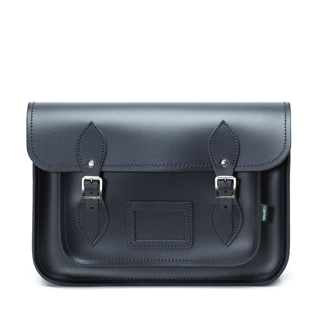 Handmade Leather Satchel - Navy Blue
