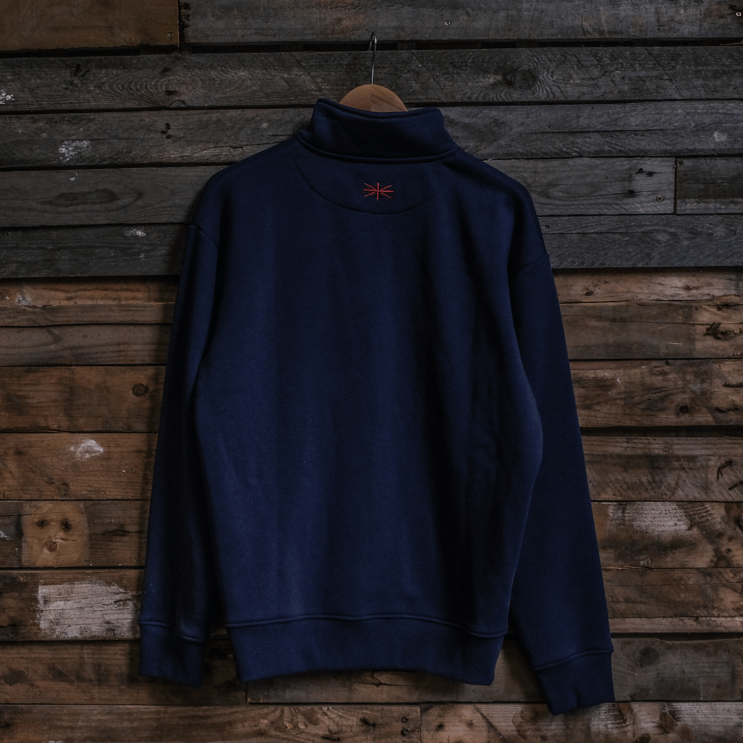 Uggly & Co Navy Union Jack Quarter-Zip - Heavyweight Fleece Jumper