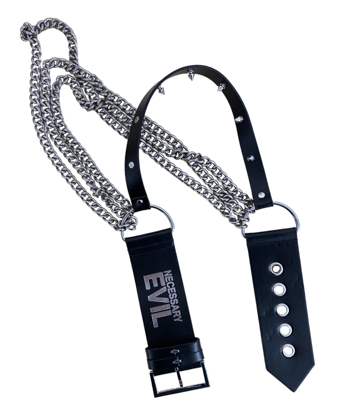 Necessary Evil Nyx Gothic Chain Belt – Asymmetric Punk Waist Belt