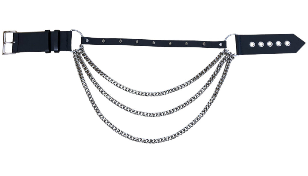 Necessary Evil Nyx Gothic Chain Belt – Asymmetric Punk Waist Belt