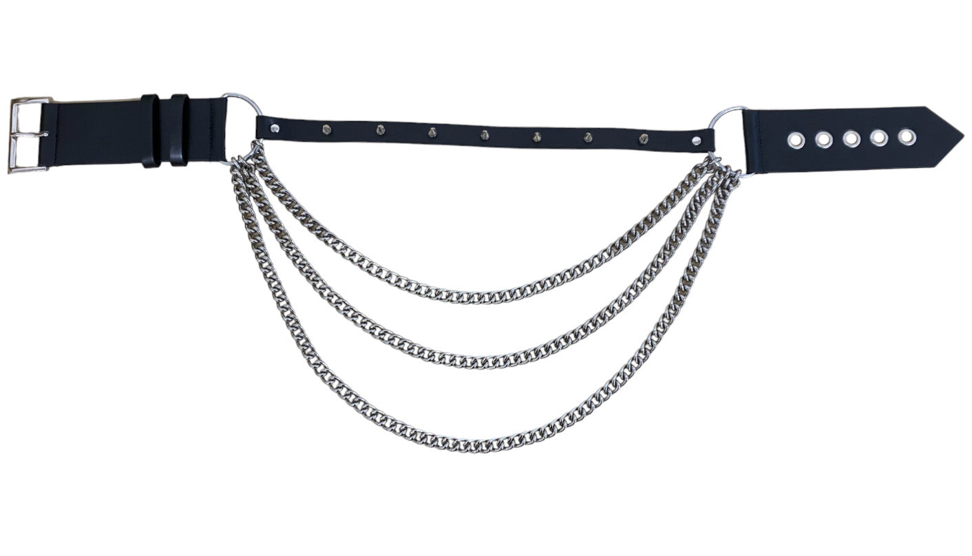 Necessary Evil Nyx Gothic Chain Belt – Asymmetric Punk Waist Belt