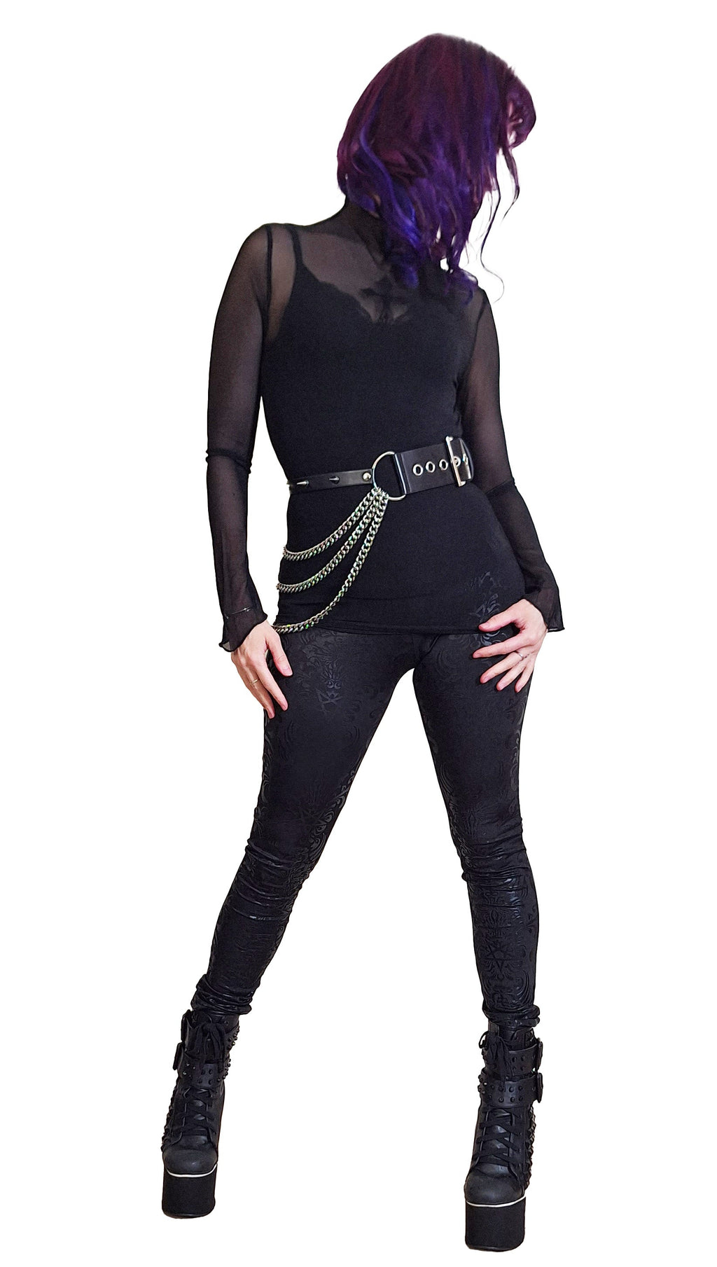 Necessary Evil Nyx Gothic Chain Belt – Asymmetric Punk Waist Belt