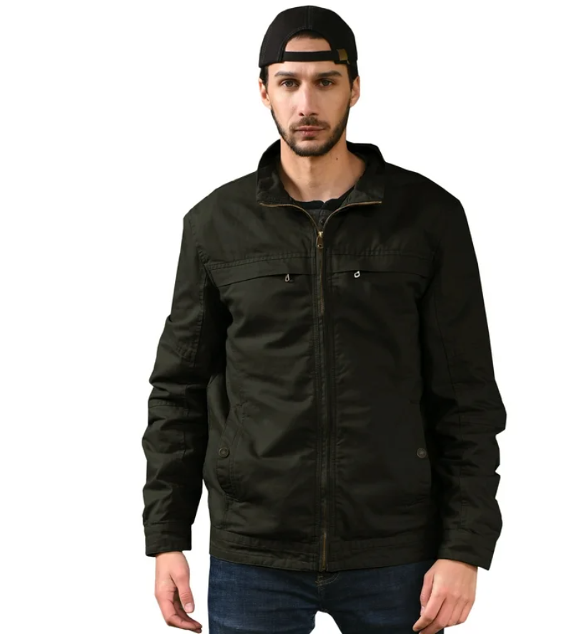 WenVen Men's Cotton Harrington Jacket – Lightweight Military Coat