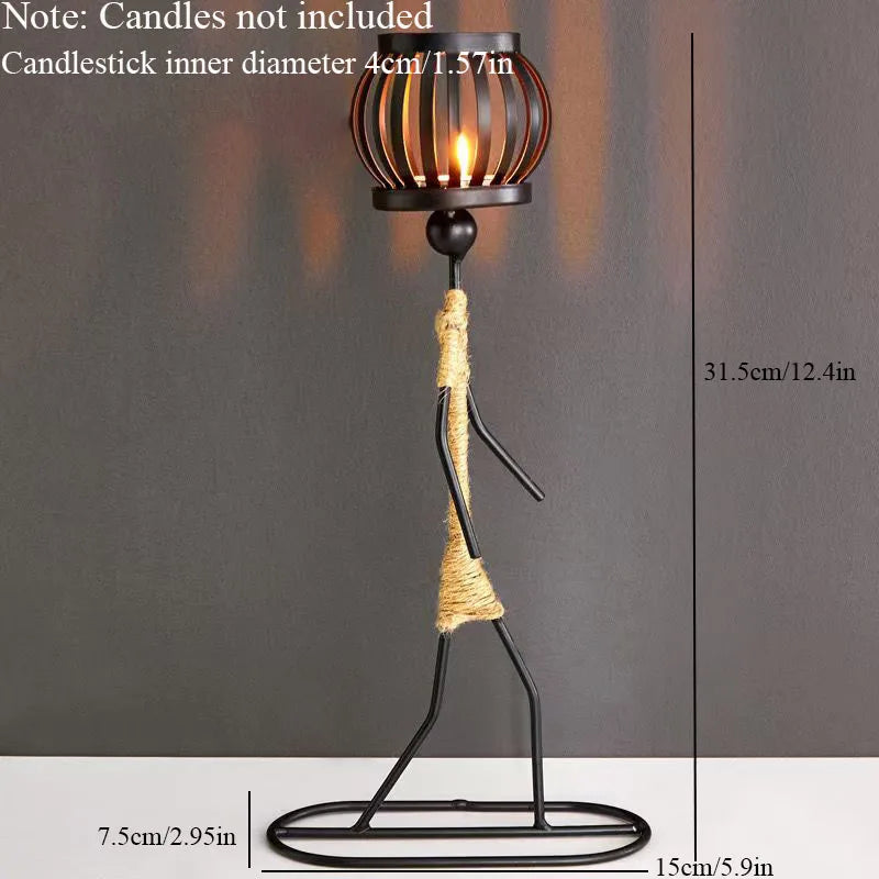 Nordic Handmade Metal Candle Holder – Abstract Character Design