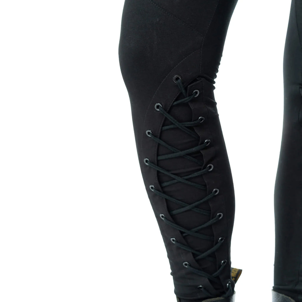 Poizen Industries Nightshade Leggings – Black Cotton Corset Lacing