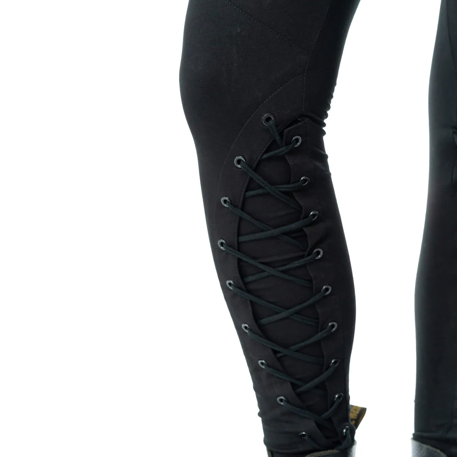 Poizen Industries Nightshade Leggings – Black Cotton Corset Lacing