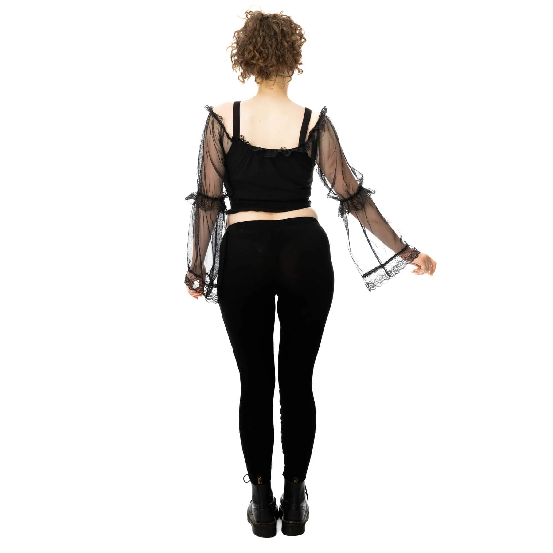 Poizen Industries Nightshade Leggings – Black Cotton Corset Lacing