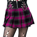 Heartless Nixie Skirt – Black & Dark Pink Check Pleated Punk Skirt