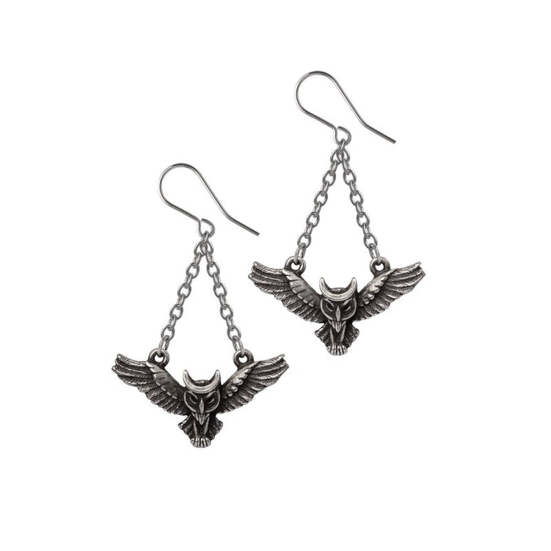 Alchemy Gothic Noctis Athena Owl Earrings – Fine English Pewter