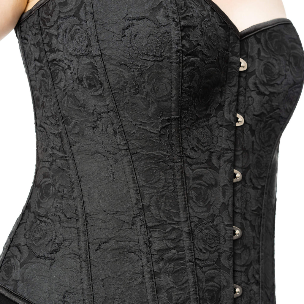 Kate's Clothing Vixxen Noir Rose Corset – Black Gothic Woven Top