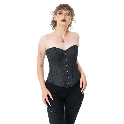 Kate's Clothing Vixxen Noir Rose Corset – Black Gothic Woven Top
