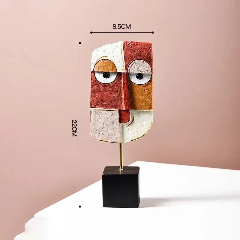 Nordic Style Abstract Face Art Sculptures – Modern Resin Figurines for Home Decor